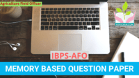 Agriculture Field Officer 2013 Memory Based Question